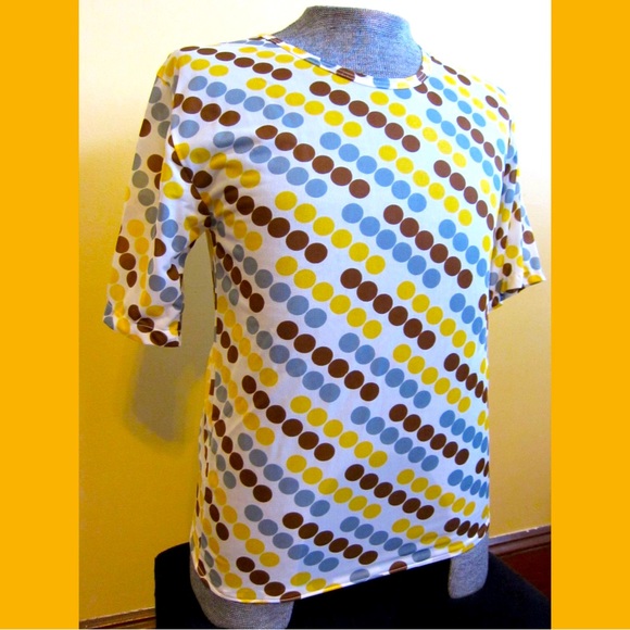 Vintage Tops - ATOMIC OP ART Trippy Geometric Print Groovy Nylon Top Shirt VTG 60s 70s